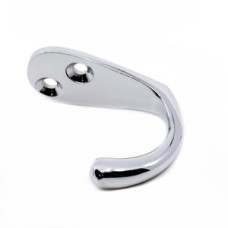 Chrome-plated brass single robe hook.