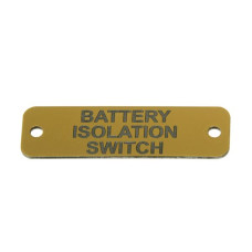 Lablel -Battery Isolation Switch Label Gold with Black Engrave 75 x 22mm