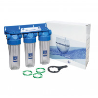 Aquafilter 10” Triple 3 Stage Filtration System Housing - 3/4" Ports Aquafilter 10” Triple 3 Stage Filtration System Housing - 3/4" Ports
